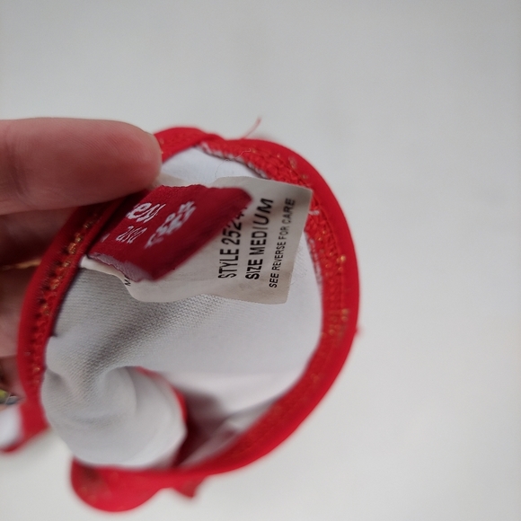 Guess Bikini Bathing Suit Small Gold Metallic Monogram Triangle Tie Tassel LOGO - Picture 4 of 5